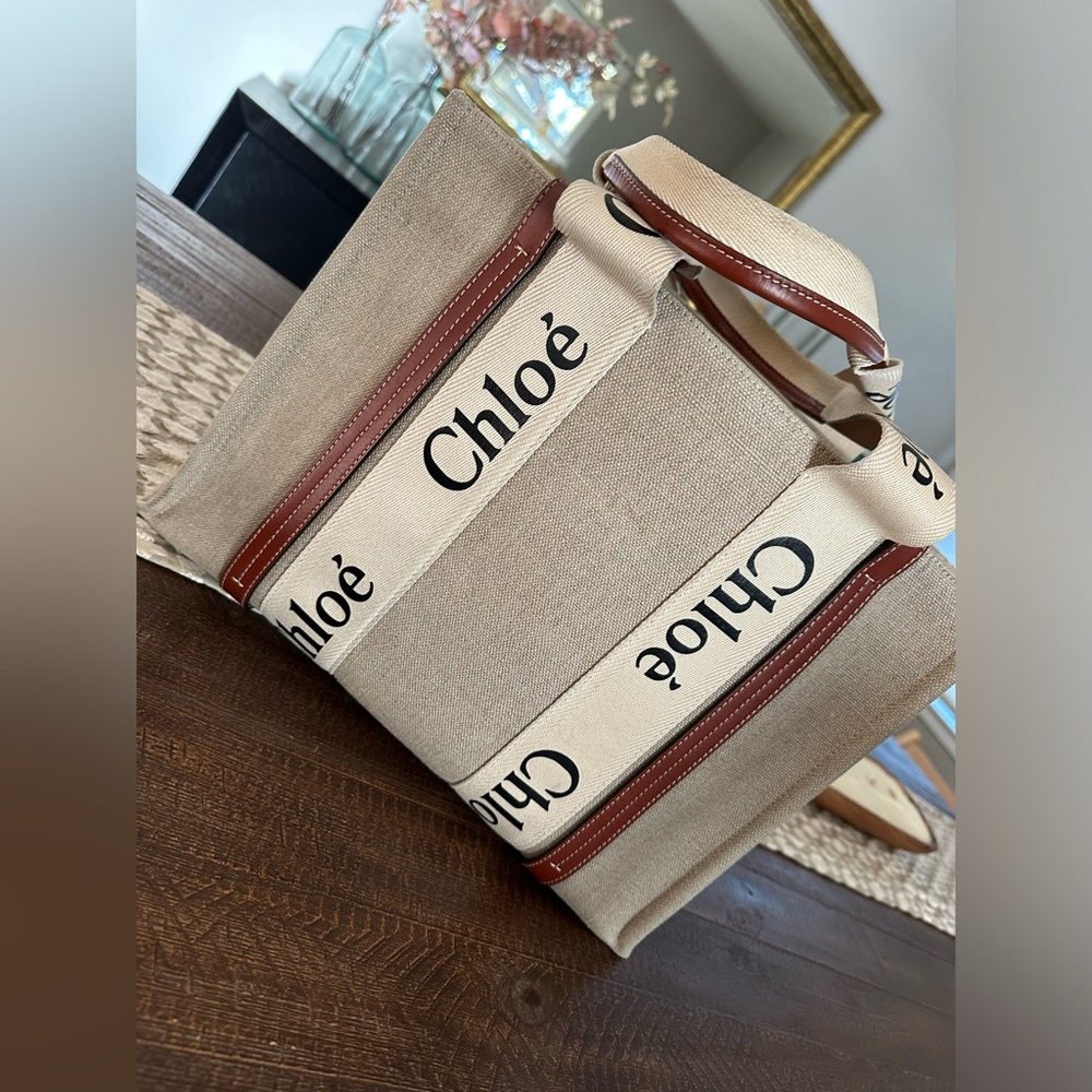 Chloe Medium Woody Linen tote